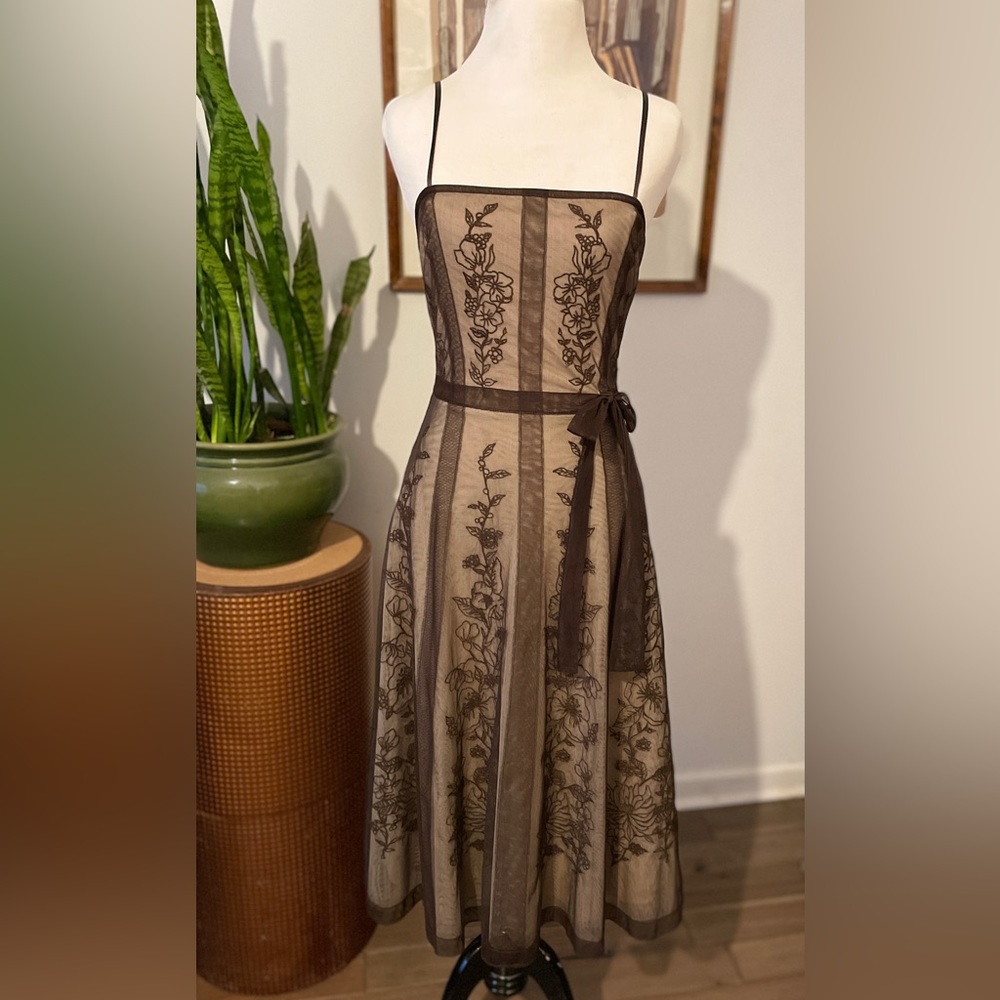 BCBGMaxazaria Embroidered Tulle party dress.